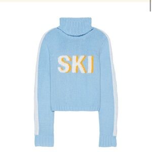 Ellsworth + Ivey S retro ski knit cropped turtleneck sweater